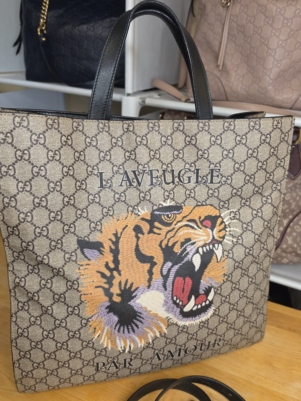 Gucci L'Aveugle Par Amour GG Supreme Tote